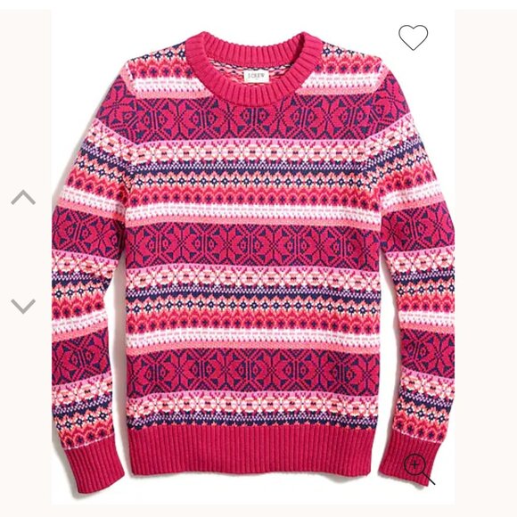 J. Crew Cotton Pink Fair Isle Crewneck Sweater | Size Small - Picture 2 of 6